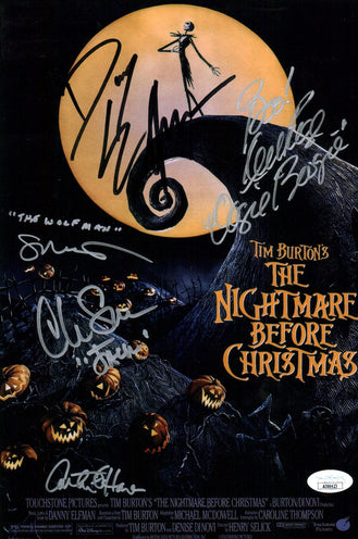 Disney Nightmare Before Christmas 8x12 Cast x5 Photo Signed Elfman Page Sarandon Walters O'Hara JSA COA Certified Autograph