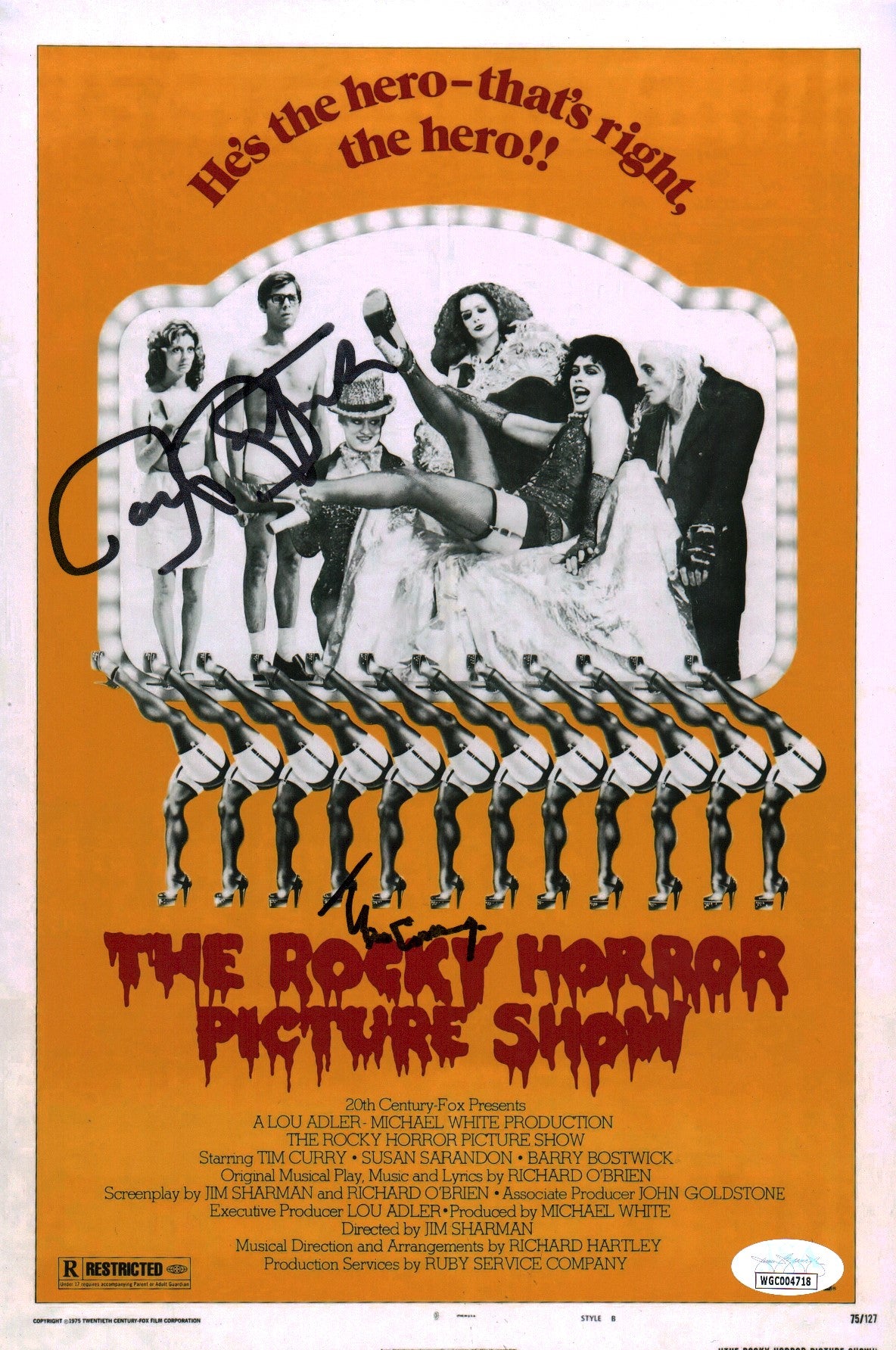The Rocky Horror Picture Show RHPS 8x12 Cast Curry Bostwick Signed Photo JSA Certified Autograph