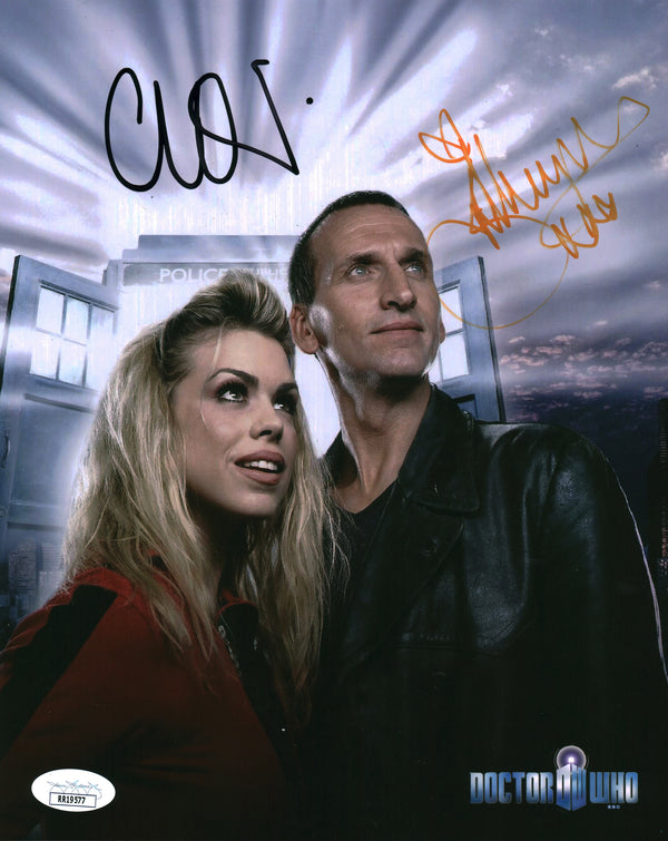 Doctor Who 8x10 Photo Cast x2 Signed Eccleston, Piper JSA Certified Autograph