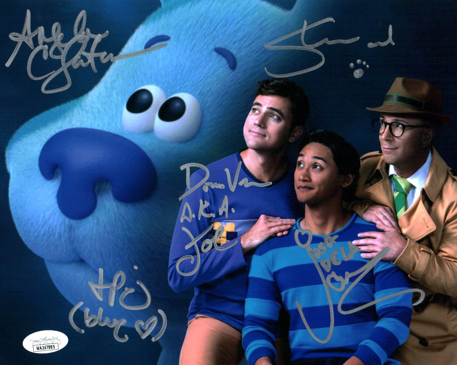 Blue's Clues 8x10 Photo Cast x5 Signed Burns, Cruz, Patton, Johnson, Santomero JSA Certified Autograph