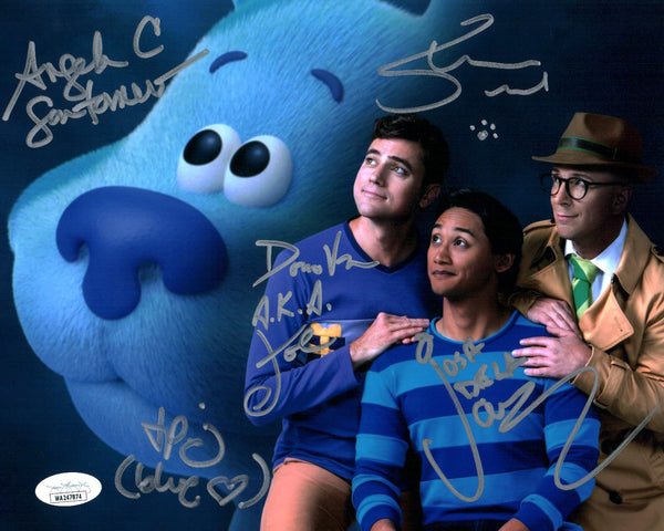 Blue's Clues 8x10 Photo Cast x5 Signed Burns, Cruz, Patton, Johnson, Santomero JSA Certified Autograph