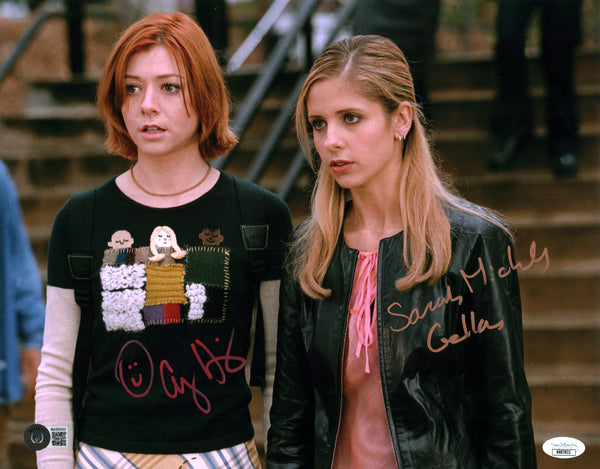 Buffy the Vampire Slayer 11x14 Photo Poster Cast x2 Signed Gellar Hannigan Beckett JSA Certified Autograph