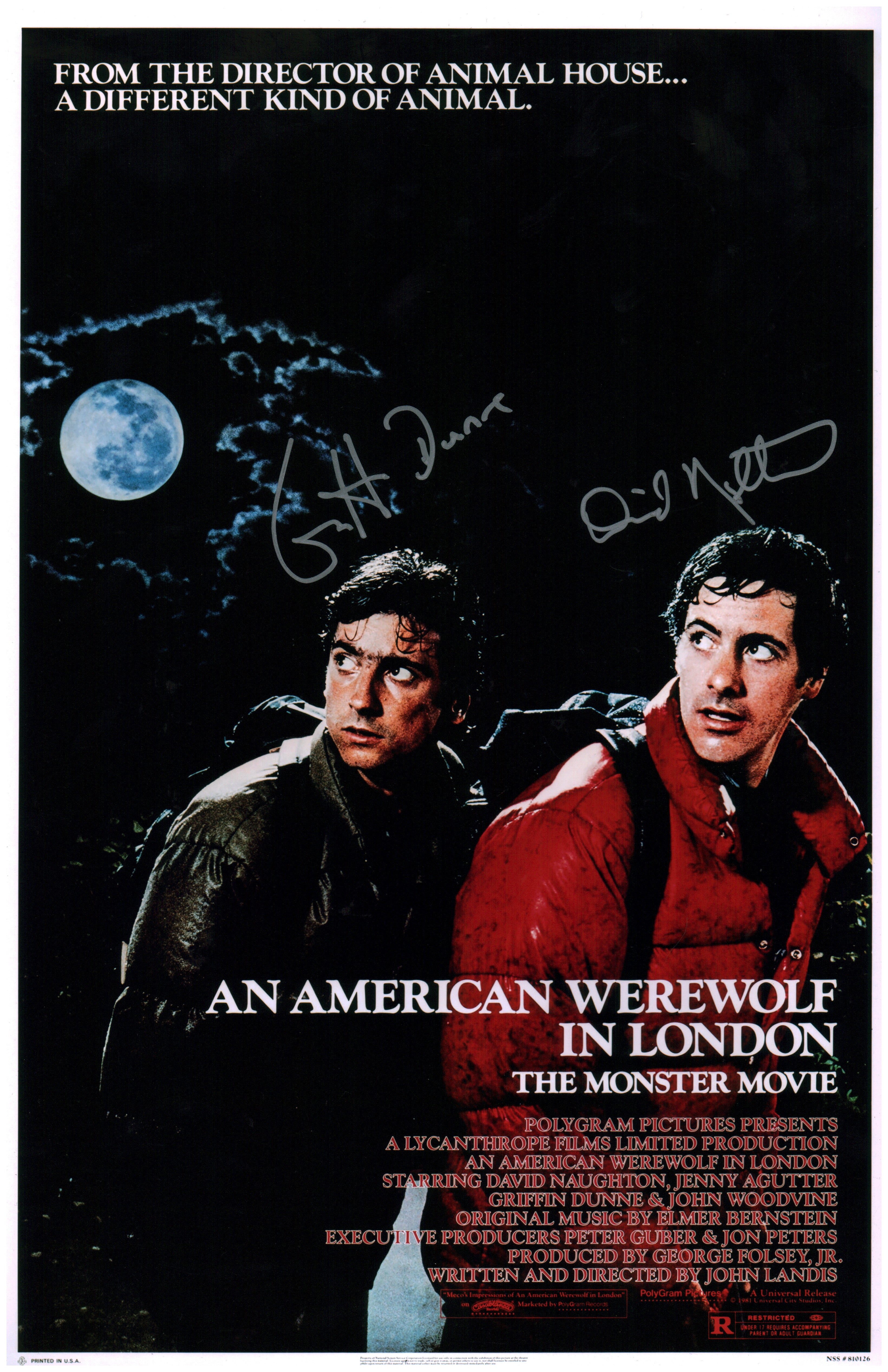 An American Werewolf in London 11x17 Cast Photo x2 Signed Dunne Naughton JSA Certified Autograph