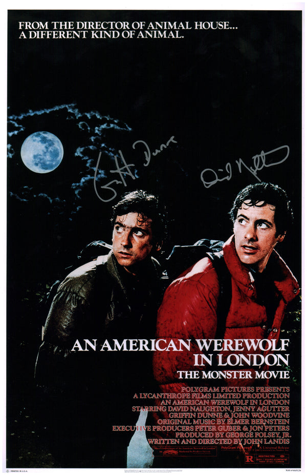 An American Werewolf in London 11x17 Cast Photo x2 Signed Dunne Naughton JSA Certified Autograph