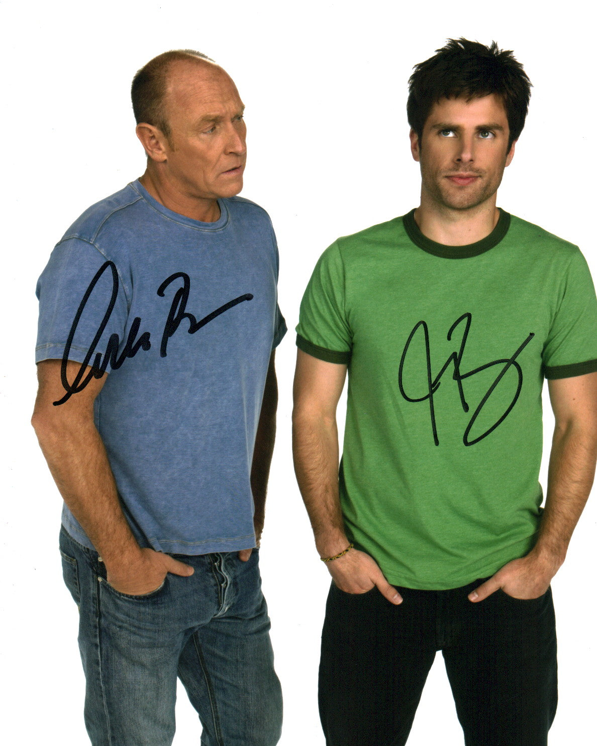 Psych 8x10 Photo Cast x2 Signed Corbin Bernsen, James Roday Rodriguez JSA Certified Autograph