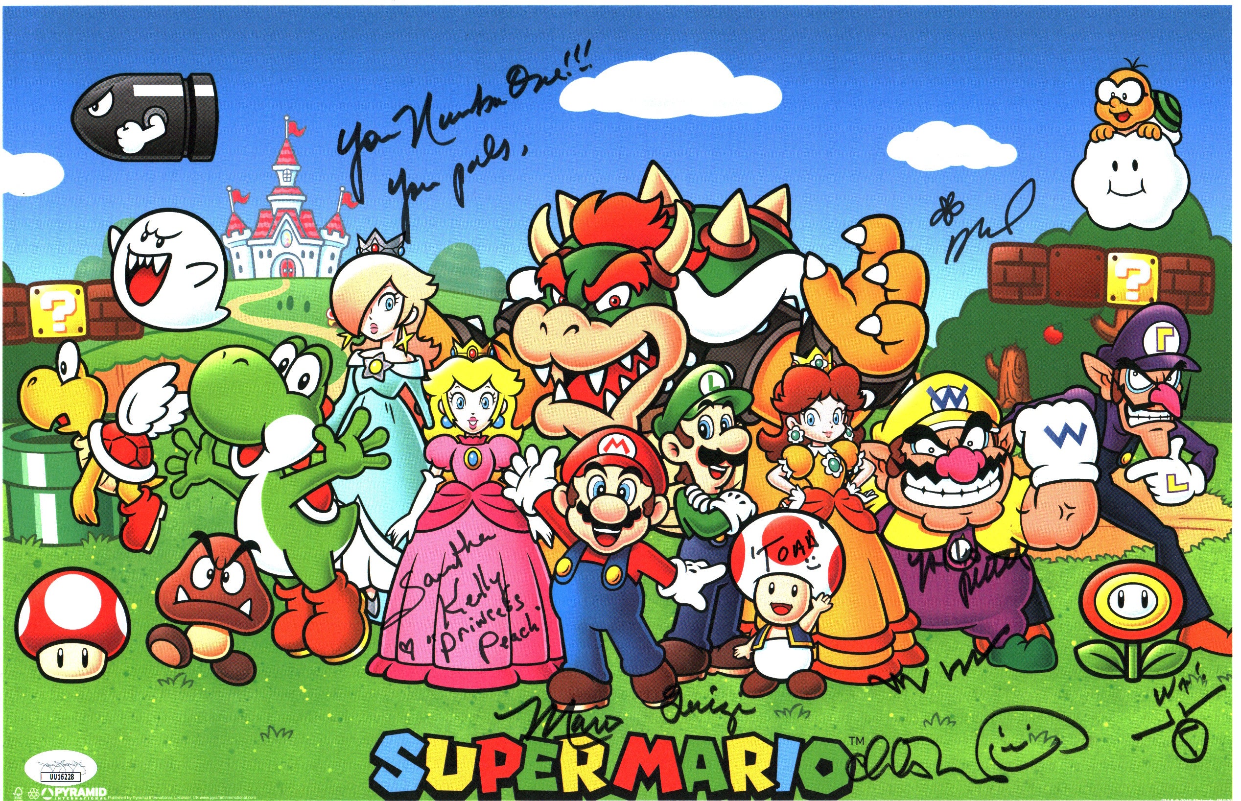 Super Mario 11x17 Photo Poster Cast x3 Signed Mustard, Kelly, Martinet JSA Certified Autograph