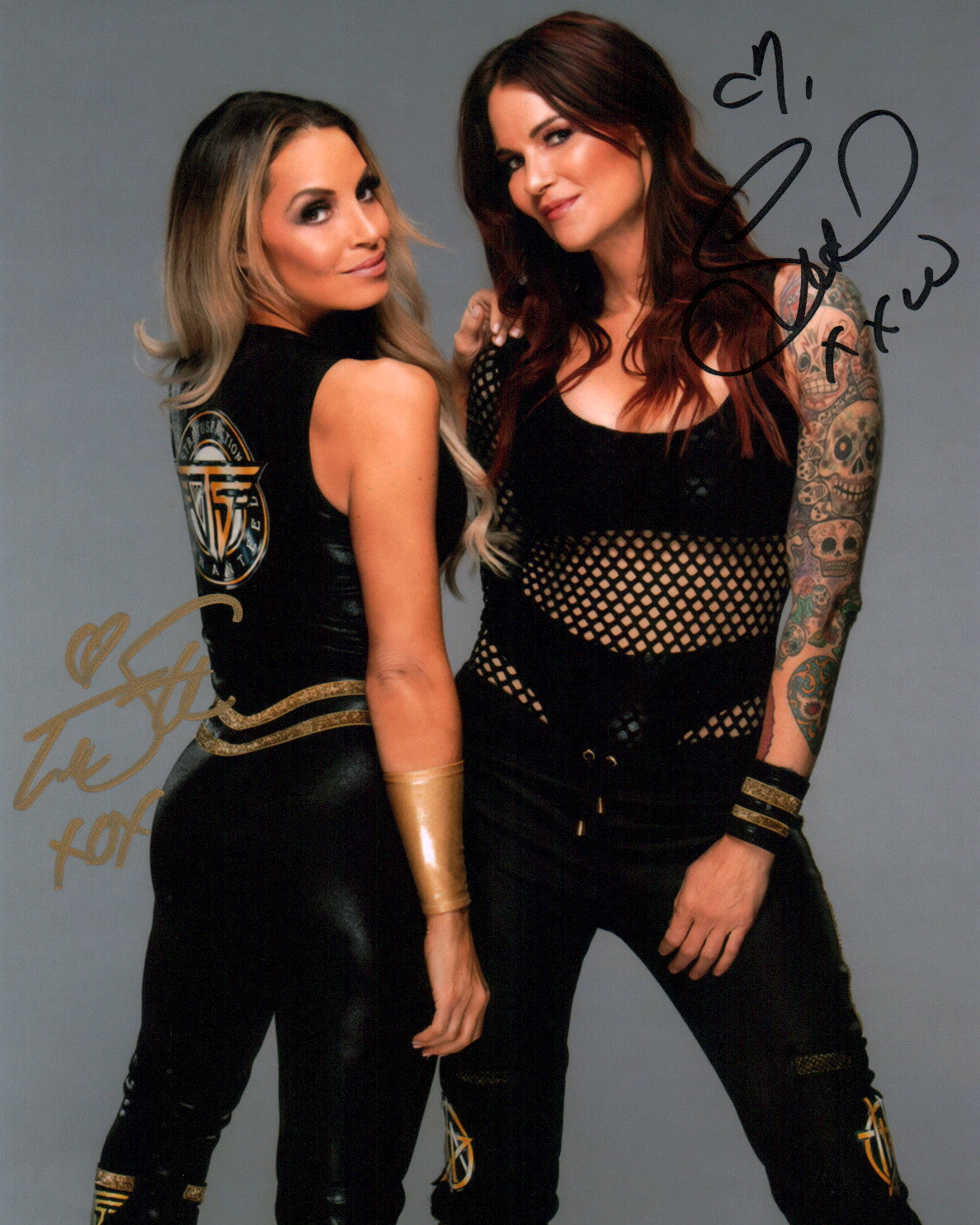 AEW Wrestling 8x10 Signed Photo Cast x2 Trish Stratus Lita JSA Certified Autograph