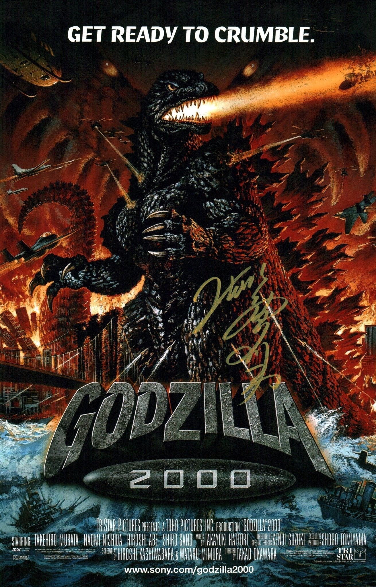 Tsutomu Kitagawa ﻿Godzilla 11x17 Signed Photo Poster JSA Certified Autograph