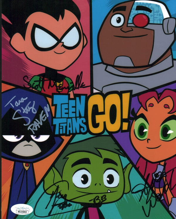 Teen Titans Go! 8x10 Photo Cast x4 Signed Cipes Walch Menville Strong JSA Certified Autograph
