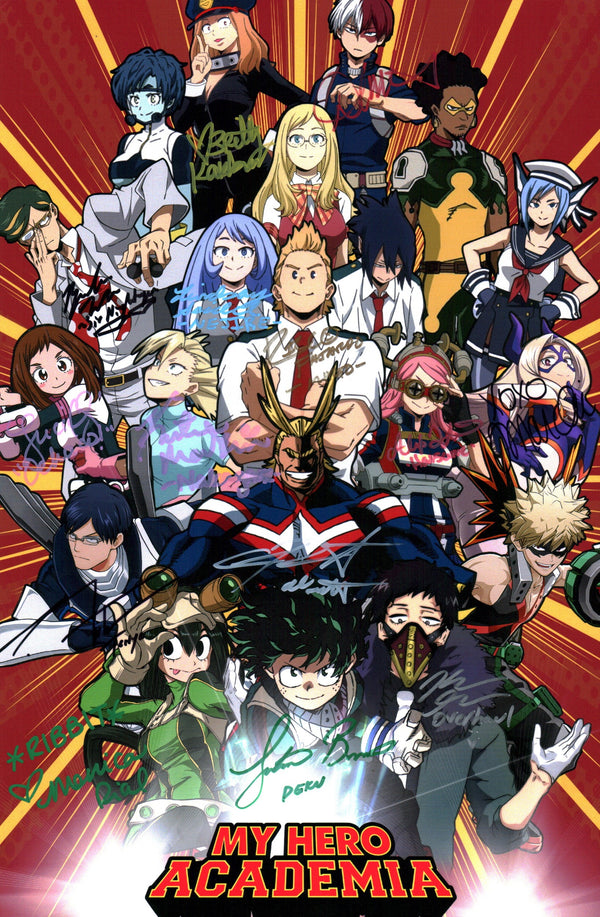 My Hero Academia 11x17 Photo Poster Cast x14 Signed JSA Certified Autograph