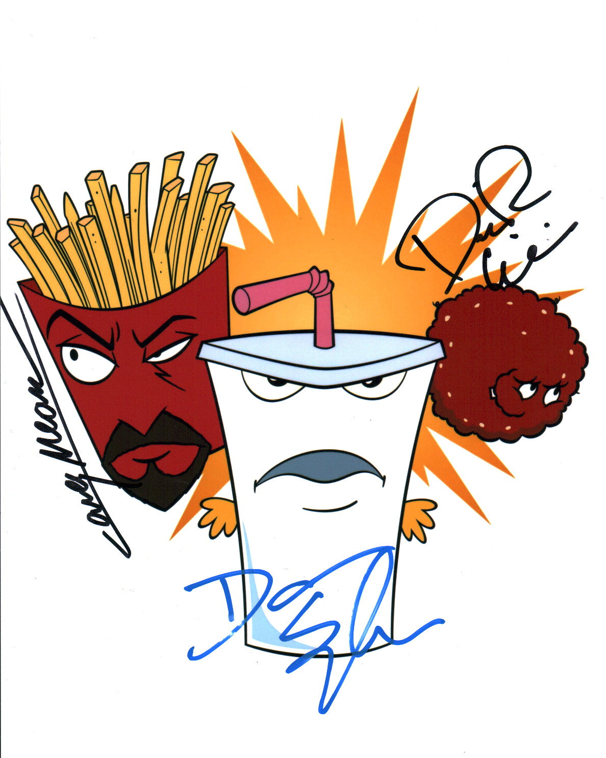 Aqua Teen Hunger Force 8x10 Photo Cast x3 Signed Snyder, Willis, Means JSA Certified Autograph