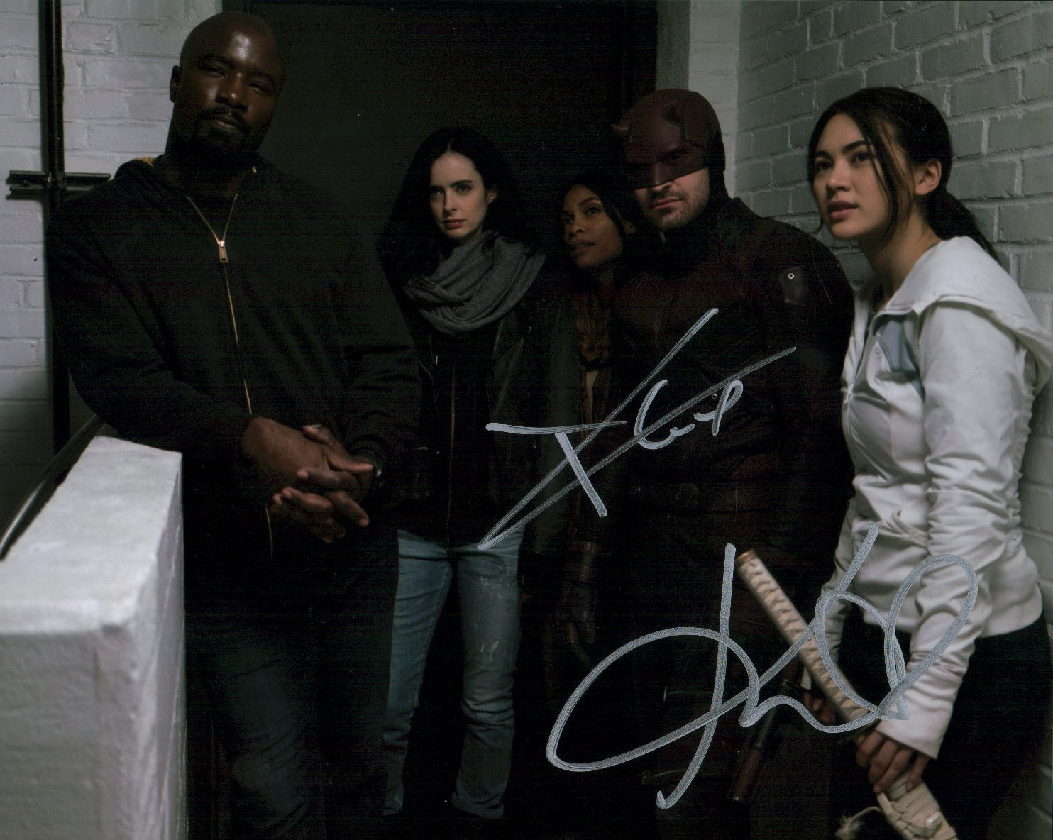 The Defenders 8x10 Photo Cast x2 Signed Cox Ritter JSA Certified Autograph