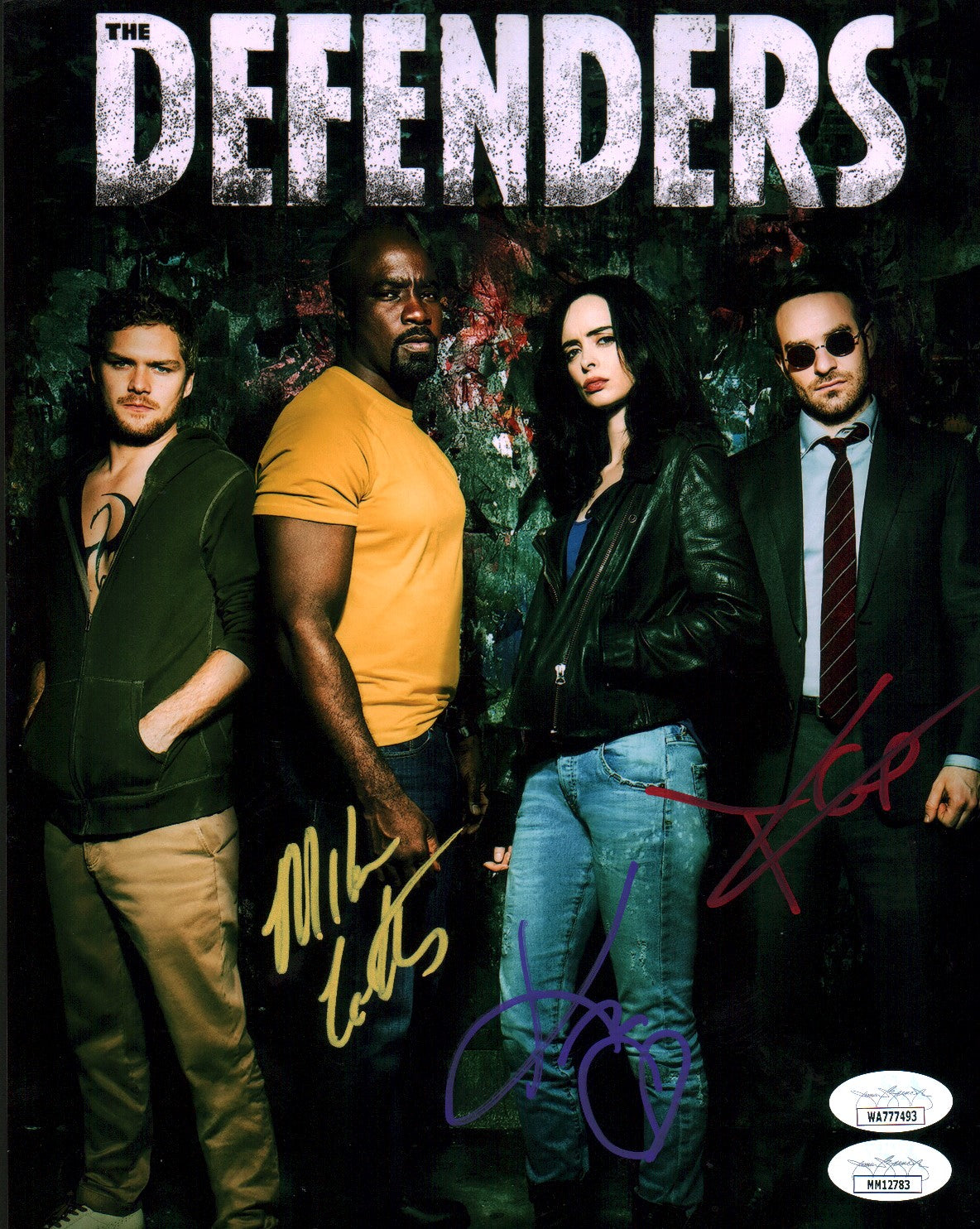 The Defenders 8x10 Cast x3 Signed Cox Ritter Colter Photo JSA Certified Autograph