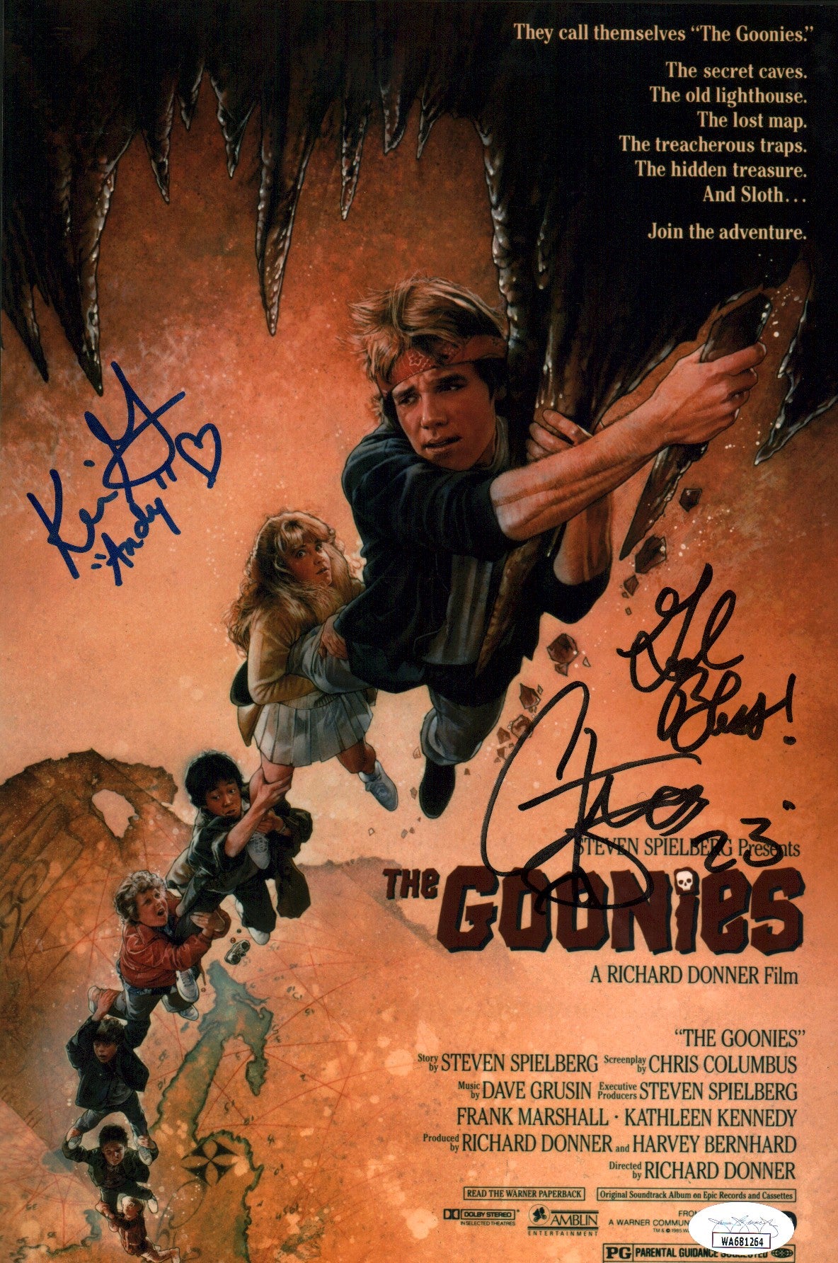 The Goonies 8x12 Photo Cast x2 Signed Feldman Green JSA COA Certified Autograph