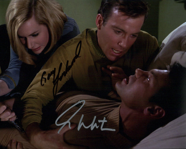 Star Trek 8x10 Photo Cast x2 Signed Shatner, Lockwood JSA Certified Autograph