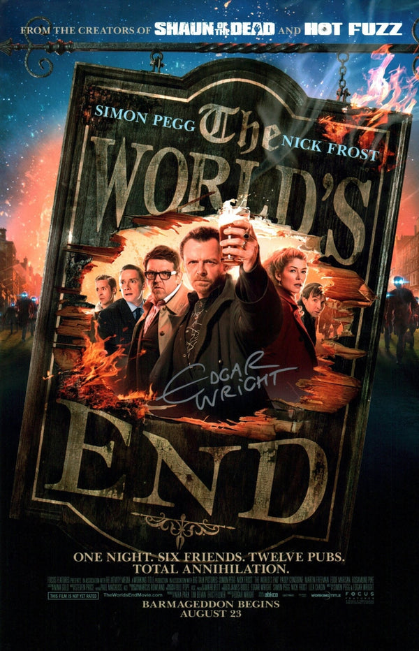 Edgar Wright The World's End 11x17 Photo Poster JSA Certified Autograph