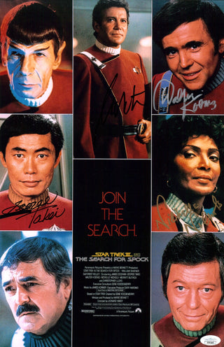 Star Trek III: The Search for Spock 11x17 Poster Cast x4 Signed Koenig Nichols Shatner Takei JSA Certified Autograph