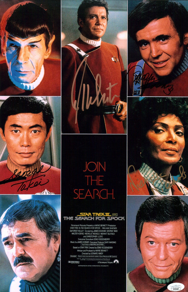 Star Trek III: The Search for Spock 11x17 Poster Cast x4 Signed Koenig Nichols Shatner Takei JSA Certified Autograph