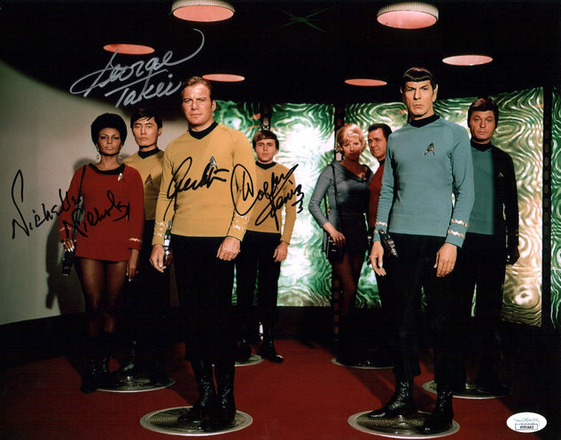 Star Trek 11x14 Cast x4 Koenig Takei Shatner Nichols Signed Photo Poster JSA Certified Autograph GalaxyCon