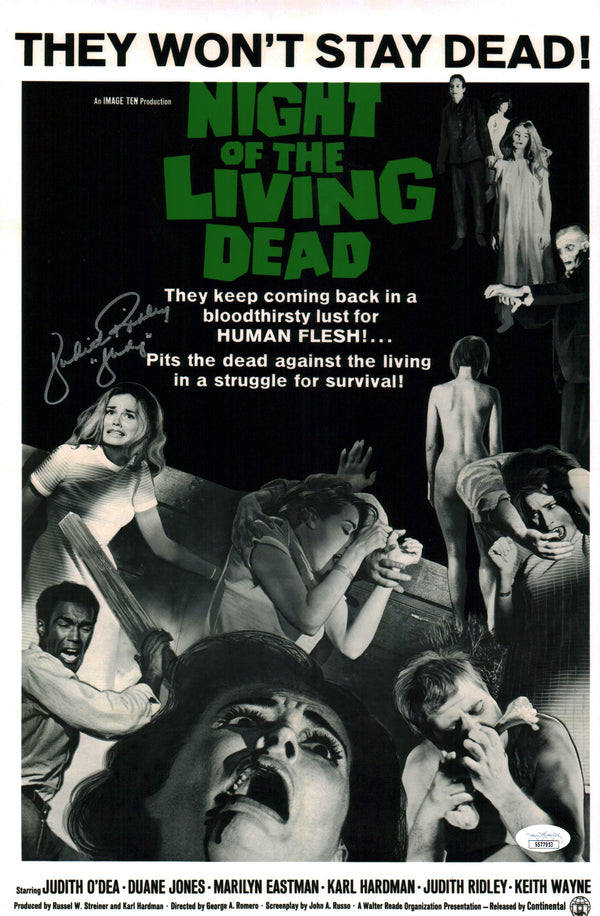 Judith Ridley Night of the Living Dead 11x17 Photo Poster Signed Autograph JSA Certified COA