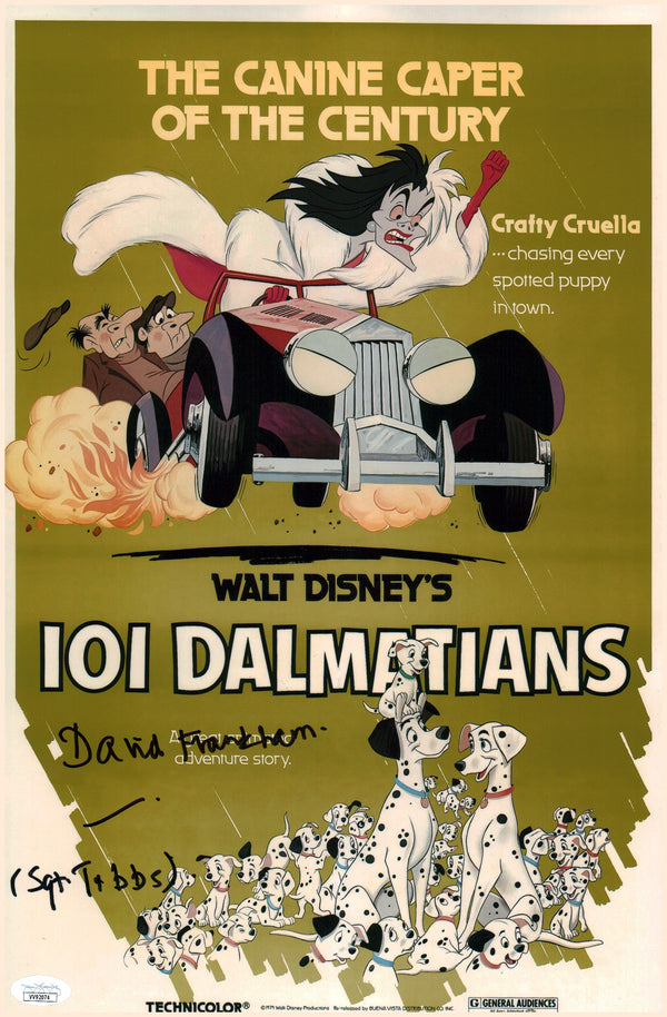 David Frankham Disney 101 Dalmations 11x17 Signed Photo Poster JSA COA Certified Autograph