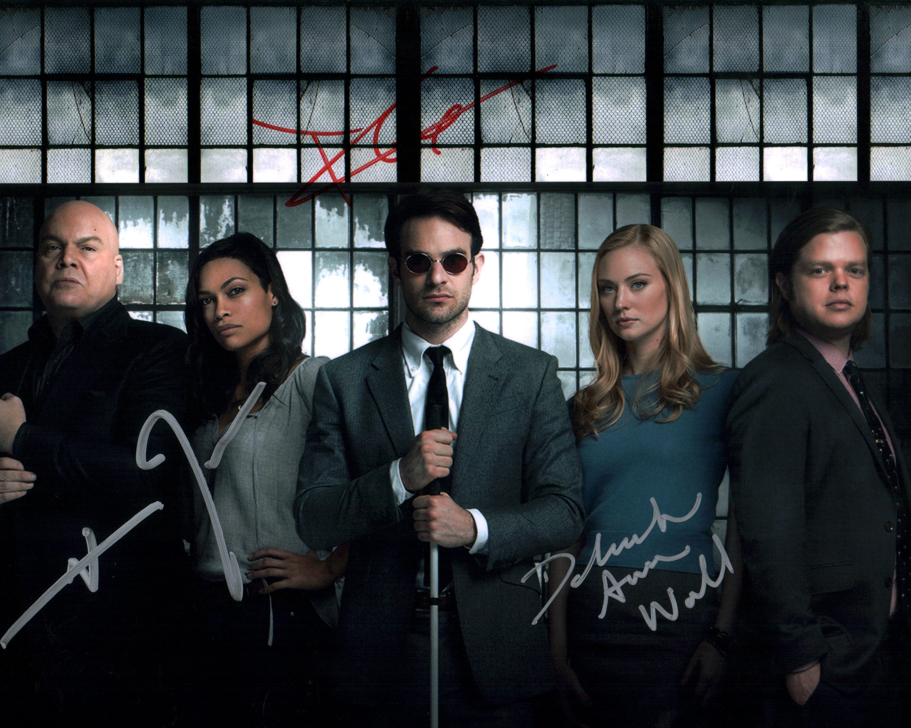 Daredevil 8x10 Photo Cast x3 Signed Cox, D'Onofrio, Woll JSA Certified Autograph