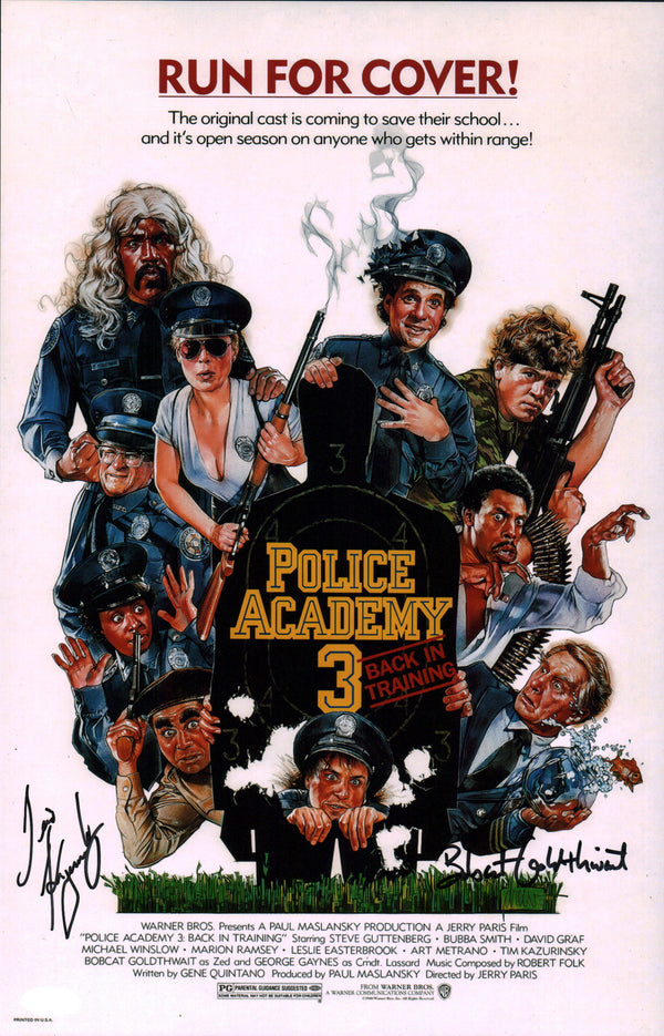 Police Academy 4 11x17 Bobcat Goldthwait & Tim Kazurinsky Signed Photo Poster JSA Certified