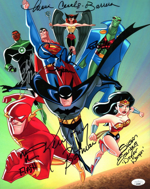Justice League 11x14 Photo Poster Cast x7 Signed  Canals-Barrera Conroy Lumbly Eisenberg Lamarr Newbern Rosenbaum JSA Certified Autograph