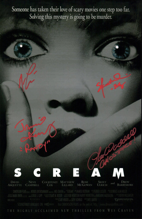 Scream 11x17 Signed Photo Cast x4 Lillard Ulrich Kennedy Waddell JSA Certified Autograph