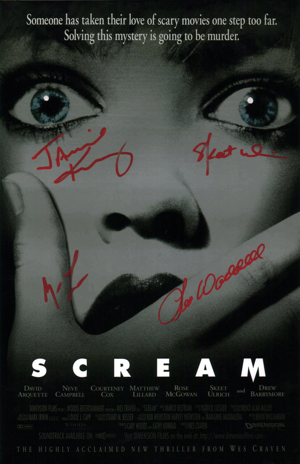 Scream 11x17 Signed Photo Cast x4 Lillard Ulrich Kennedy Waddell JSA Certified Autograph