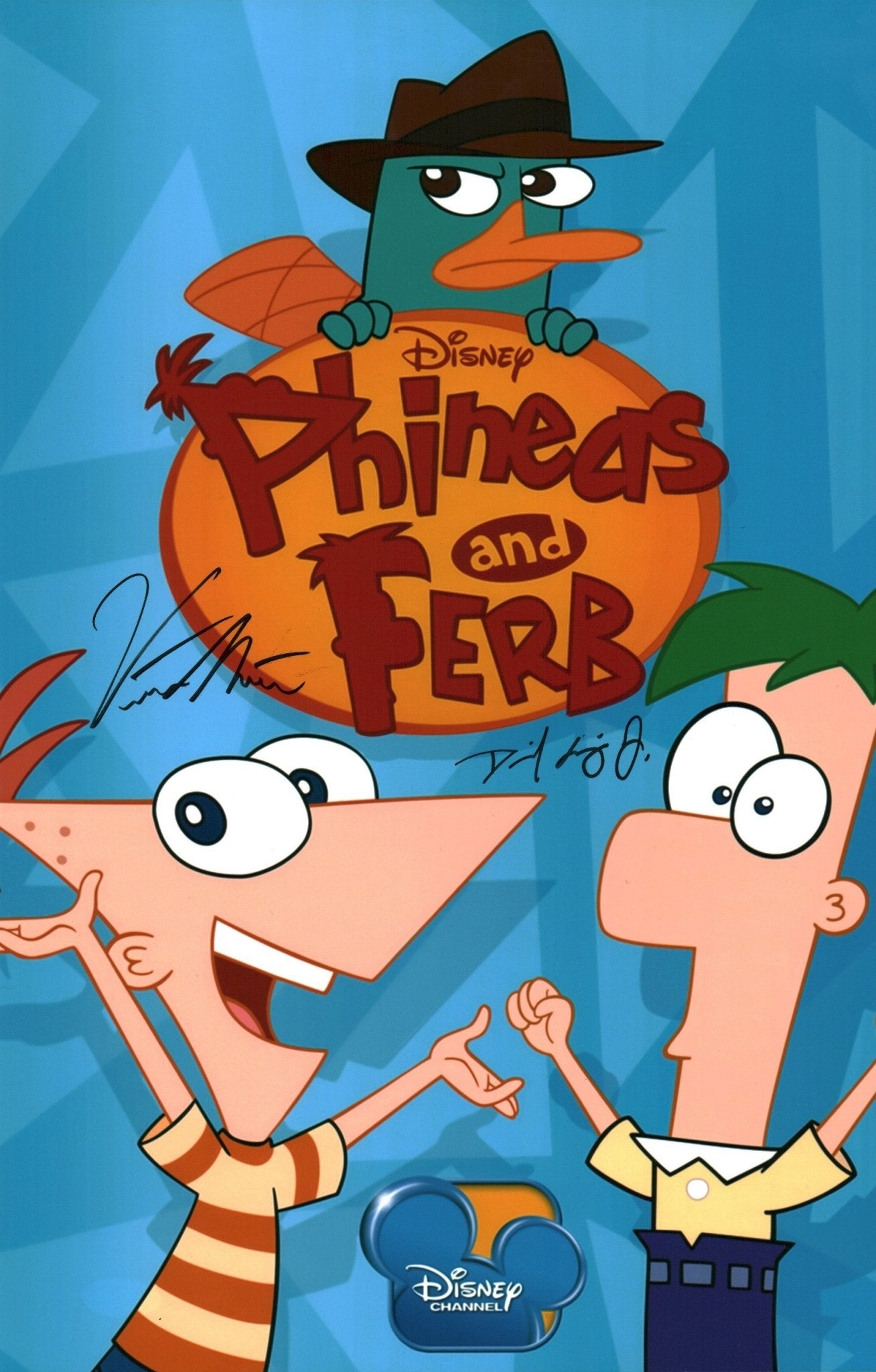 Phineas and Ferb The Movie 8x12 Cast x2 Errigo Martella Signed Photo JSA Certified Autograph