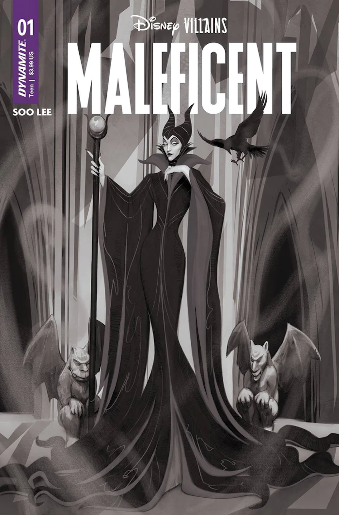 Disney Villains Maleficent #1 Cover ZC 1:10 Puebla B&W Variant Comic Book