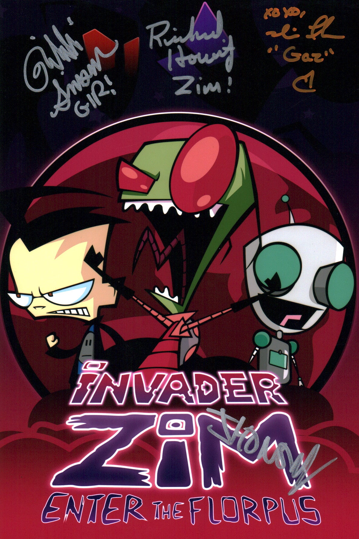 Invader Zim 8x12 Photo Cast x4 Signed Horvitz, Simons, Fahn, Vasquez JSA Certified Autograph