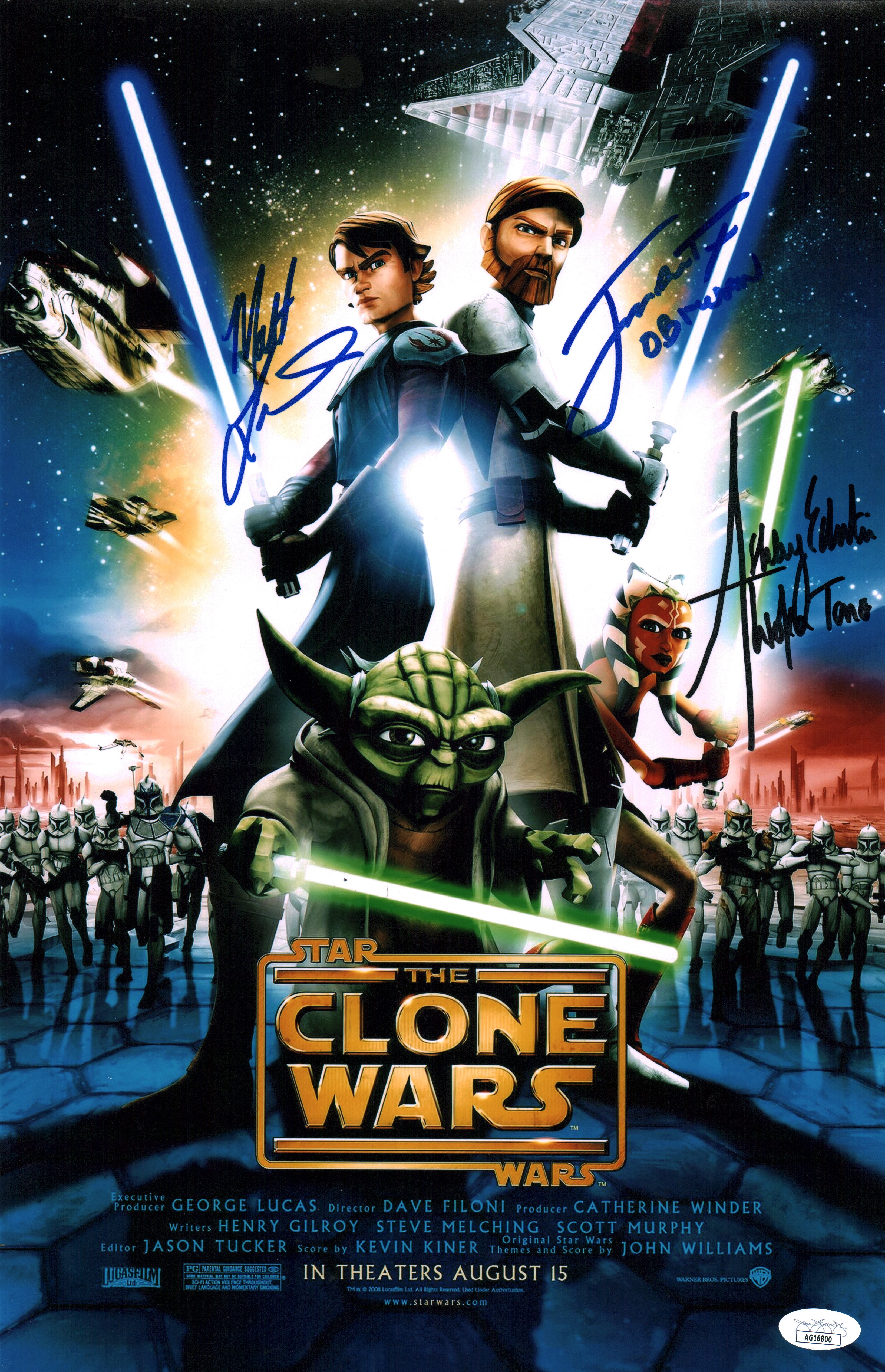 Star Wars 11x17 Poster Cast x3 Signed Lanter Eckstein Taylor JSA Certified Autograph