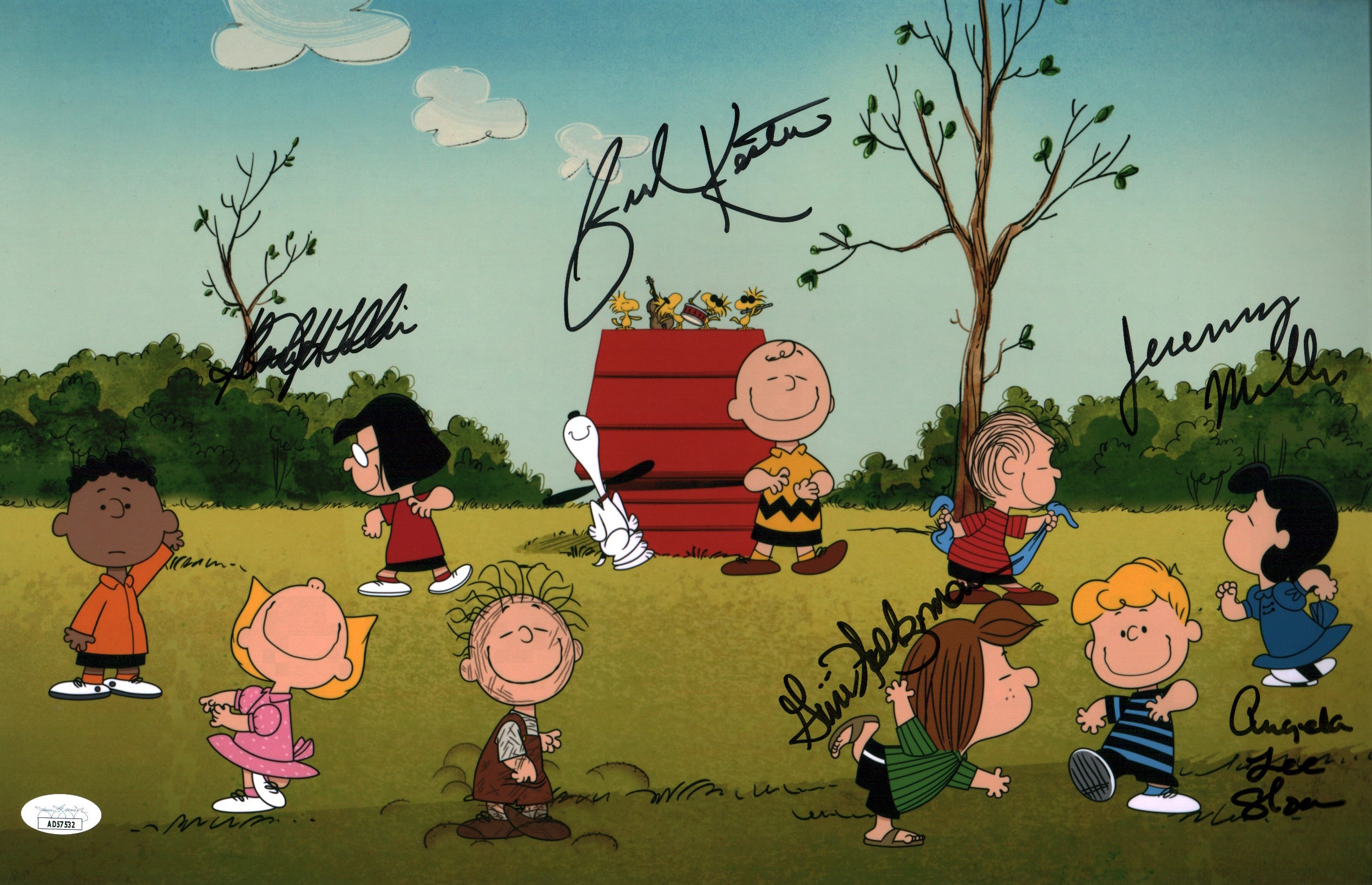 Charlie Brown and Snoopy Show 11x17 Cast x5 Signed Holtzman Kesten Miller Sloan Tolkin Photo Poster JSA Certified Autograph