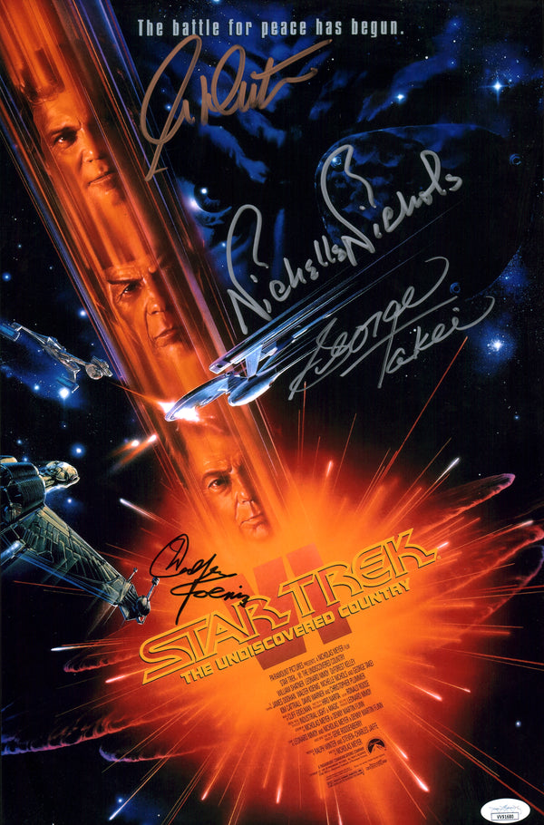 Star Trek VI: The Undiscovered Country 11x17 Poster Cast x4 Signed Koenig Nichols Shatner Takei JSA Certified Autograph GalaxyCon