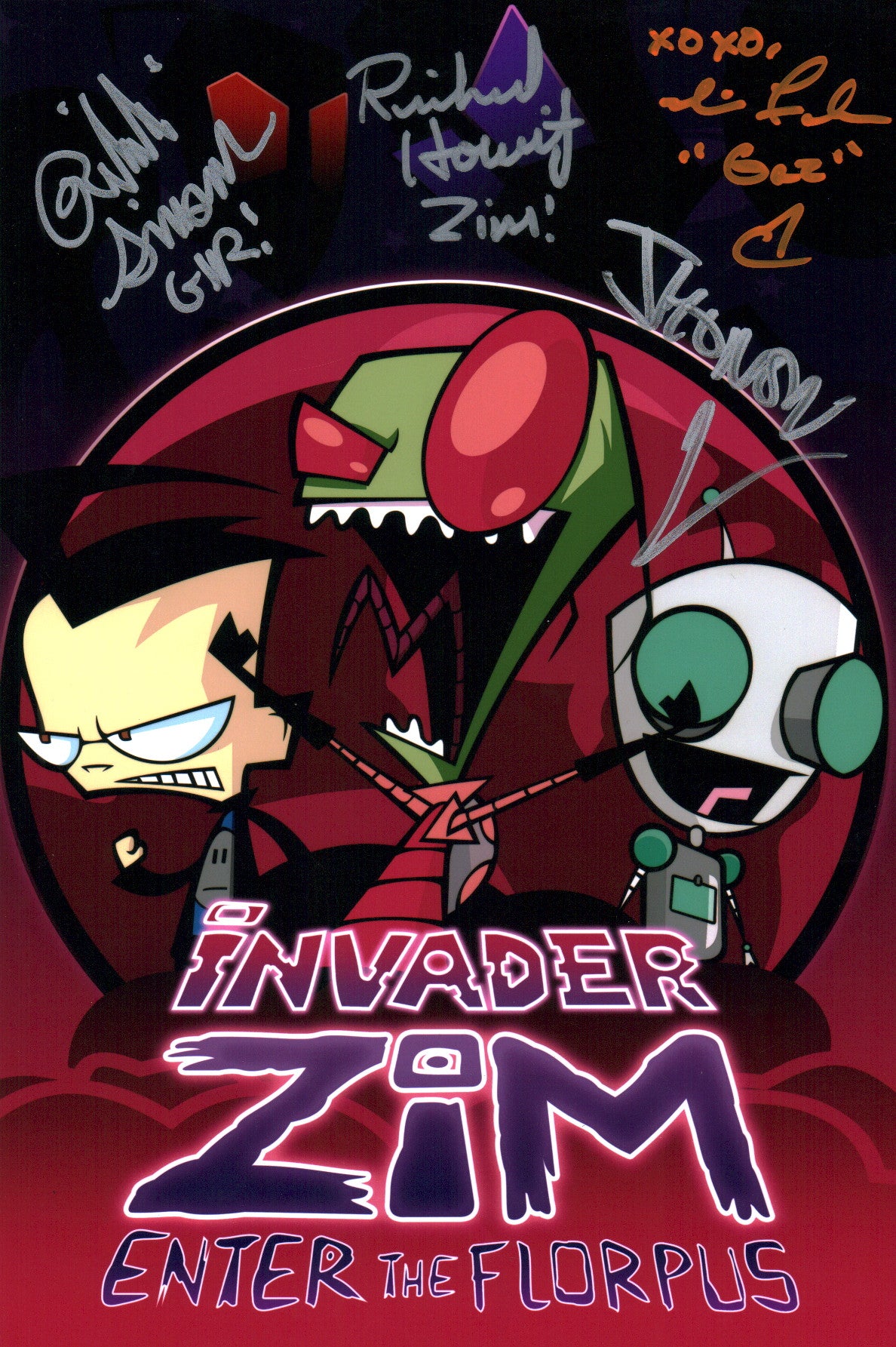 Invader Zim 8x12 Photo Cast x4 Signed Horvitz, Simons, Fahn, Vasquez JSA Certified Autograph