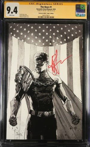 The Boys #1 B&W Dynamite Entertainment CGC Signature Series 9.4 Signed Antony Starr