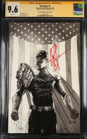 The Boys #1 B&W Virgin Dynamite Entertainment CGC Signature Series 9.6 Signed Antony Starr