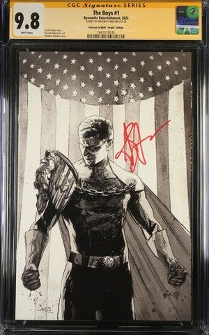 The Boys #1 B&W Virgin Dynamite Entertainment CGC Signature Series 9.8 Signed Antony Starr