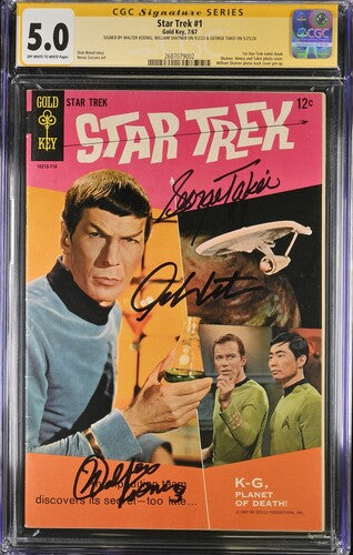 Star Trek #1 Gold Key CGC Signature Series 5.0 Signed William Shatner, Walter Koenig, George Takei