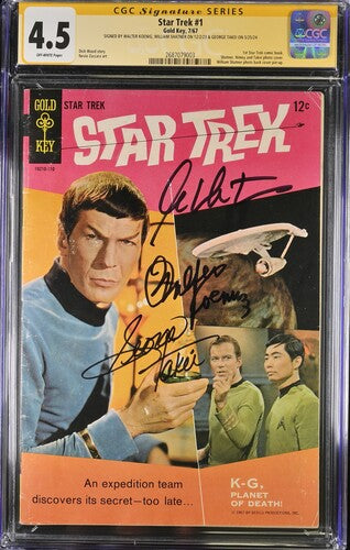 Star Trek #1 Gold Key CGC Signature Series 4.5 Signed William Shatner, Walter Koenig, George Takei