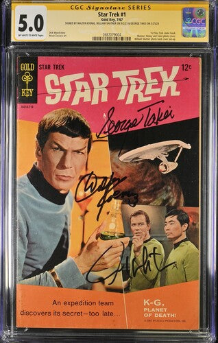 Star Trek #1 Gold Key CGC Signature Series 5.0 Signed William Shatner, Walter Koenig, George Takei