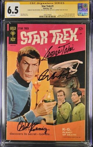 Star Trek #1 Gold Key CGC Signature Series 6.5 Signed William Shatner, Walter Koenig, George Takei