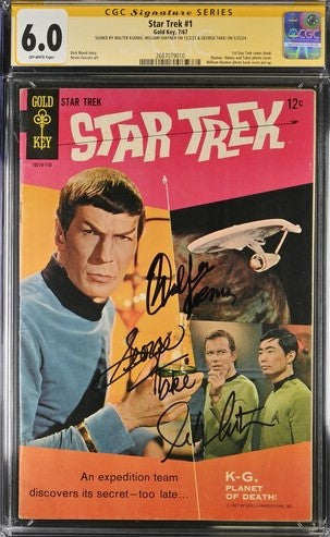 Star Trek #1 Gold Key CGC Signature Series 6.0 Signed William Shatner, Walter Koenig, George Takei