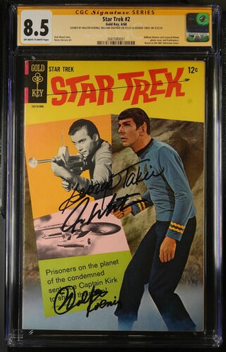 Star Trek #2 Gold Key CGC Signature Series 8.5 Cast x3 Signed Koenig, Shatner, Takei