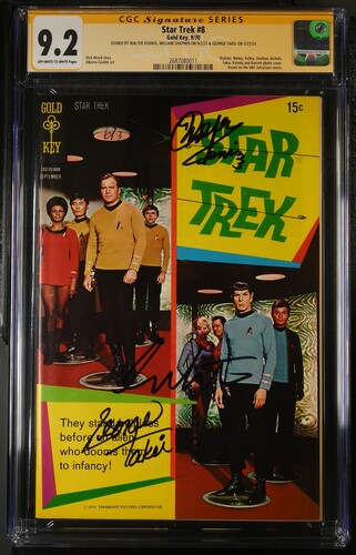 Star Trek #8 Gold Key CGC Signature Series 9.2 Cast x3 Signed Koenig, Shatner, Takei