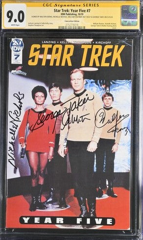 Star Trek: Year Five #7 IDW Publishing CGC Signature Series 9.0 Cast x4 Signed Nichols, Shatner, Takei, Koenig