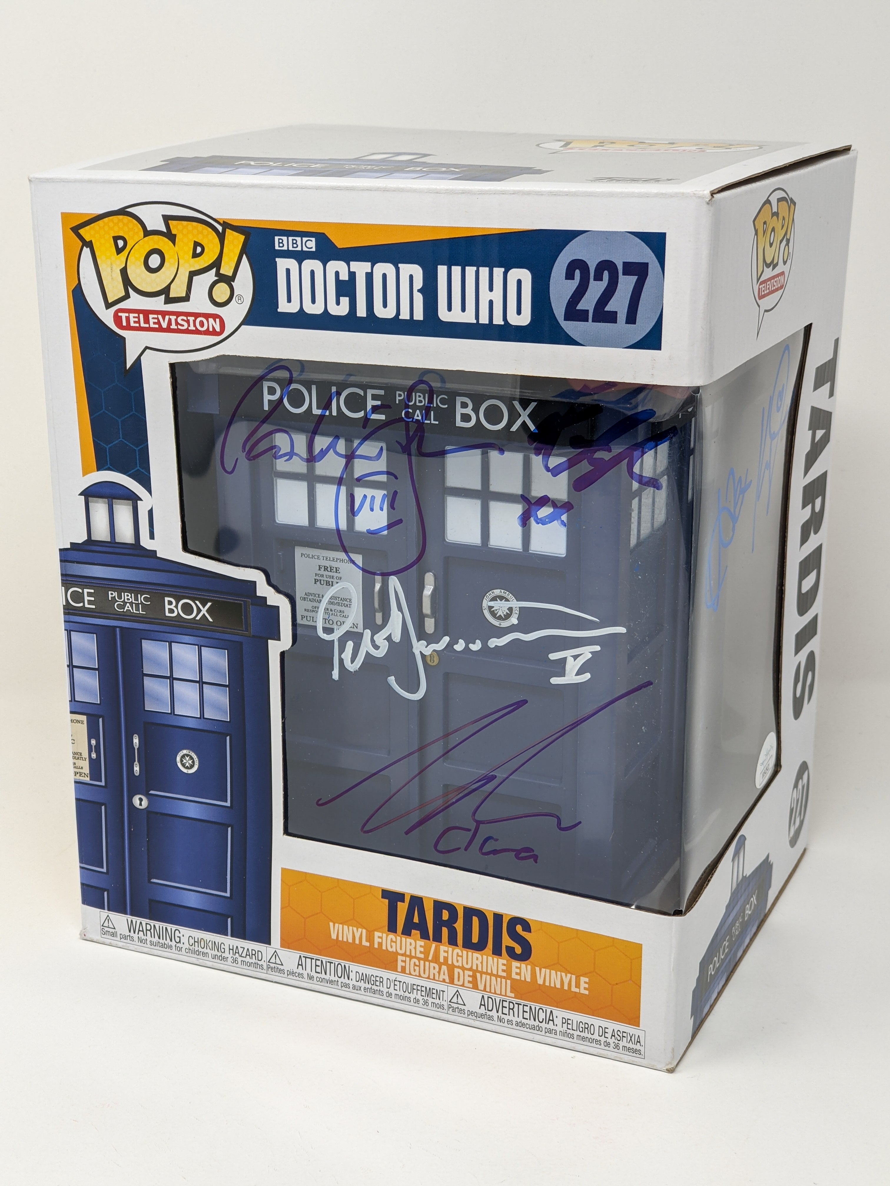 Doctor Who Tardis #227 Funko Pop Cast x5 Signed Gillan, Coleman, Davidson, McGann, Kingston JSA Certified Autograph