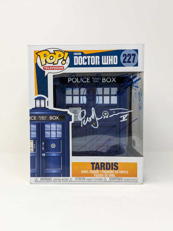 Doctor Who Tardis #227 Funko Pop Cast x5 Signed Gillan, Coleman, Davidson, McGann, Kingston JSA Certified Autograph